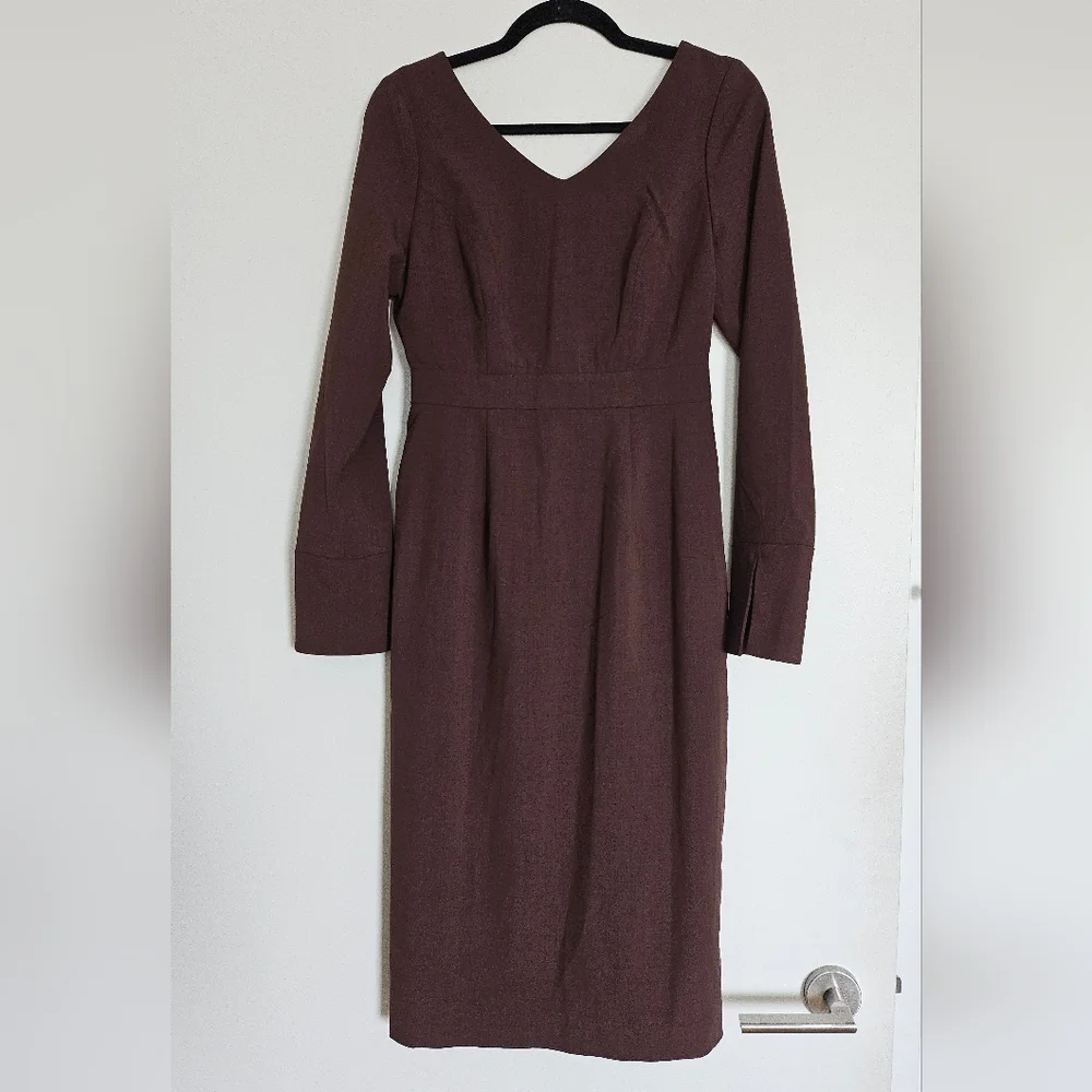 Rienda Japan Onee Gyaru Fitted Brown Dress Back Buttons And Pleated Panel - Picture 7 of 16